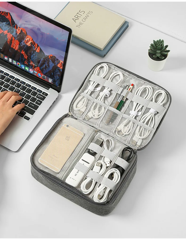 Portable Data Cable Storage Bag Charger Charging Bank Organizer Storage Bag Travel Suitcase Organizer Storage Accessories