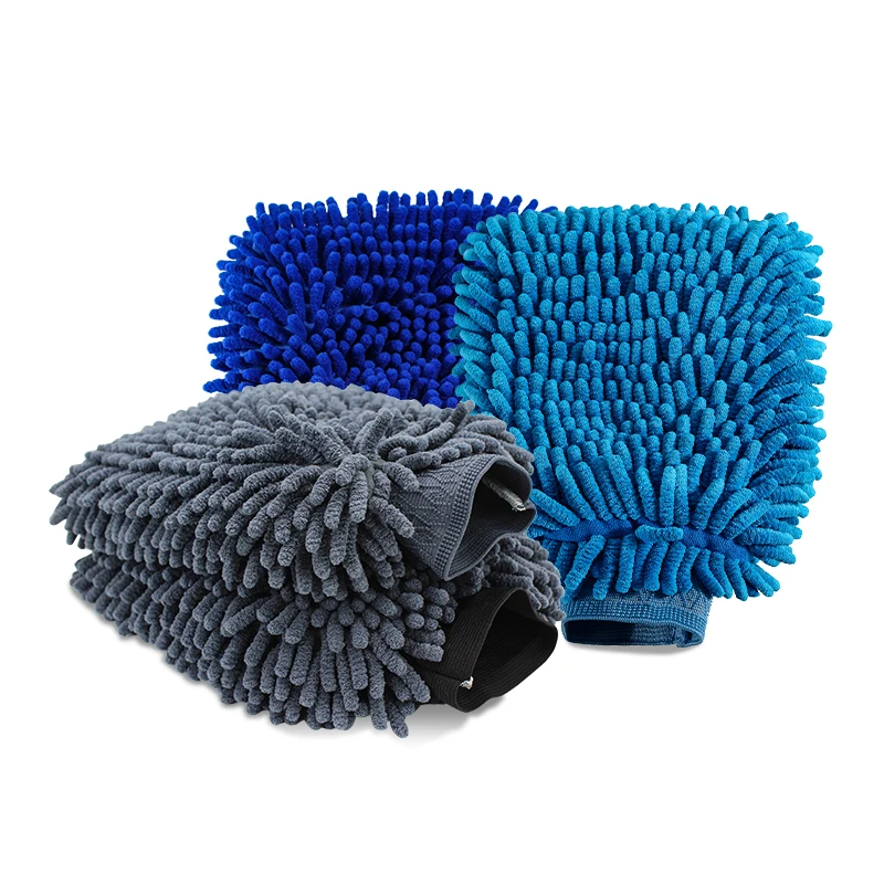 Scratch-Free  Microfiber double-sided chenille car wash mitt dusting car hand washing gloves cloth cleaning