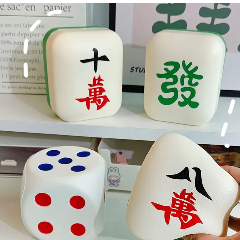 Sponge Large Mahjong Dice Creative PU Knead Music Slow Rebound Decompression Toy Soft Foam Decompression Props Toy For Children