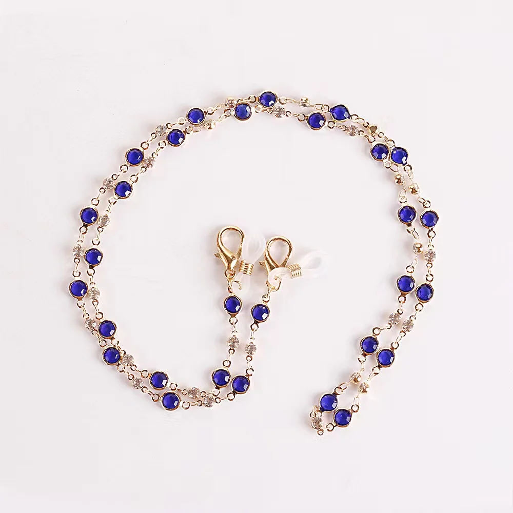 Wholesale New Design Vintage Metal With Crystals Beaded Kids Eye Glasses Sunglasses Face Mask Chain