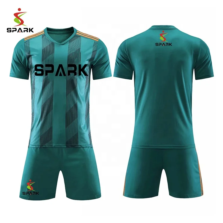 Wholesale 100% Polyester Striped Customized Cheap Team Shirt Soccer Jersey Set