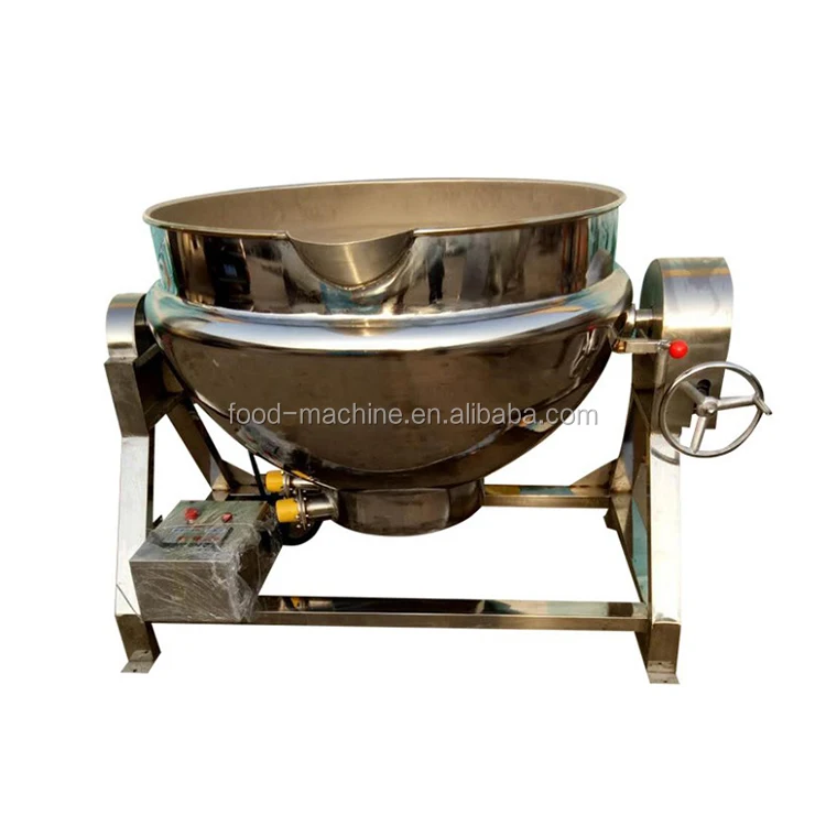 Stainless Steel Steam Electric Gas Heating Jacket Kettle  Jam Food Mixing Tilting Pot Cooking Machine