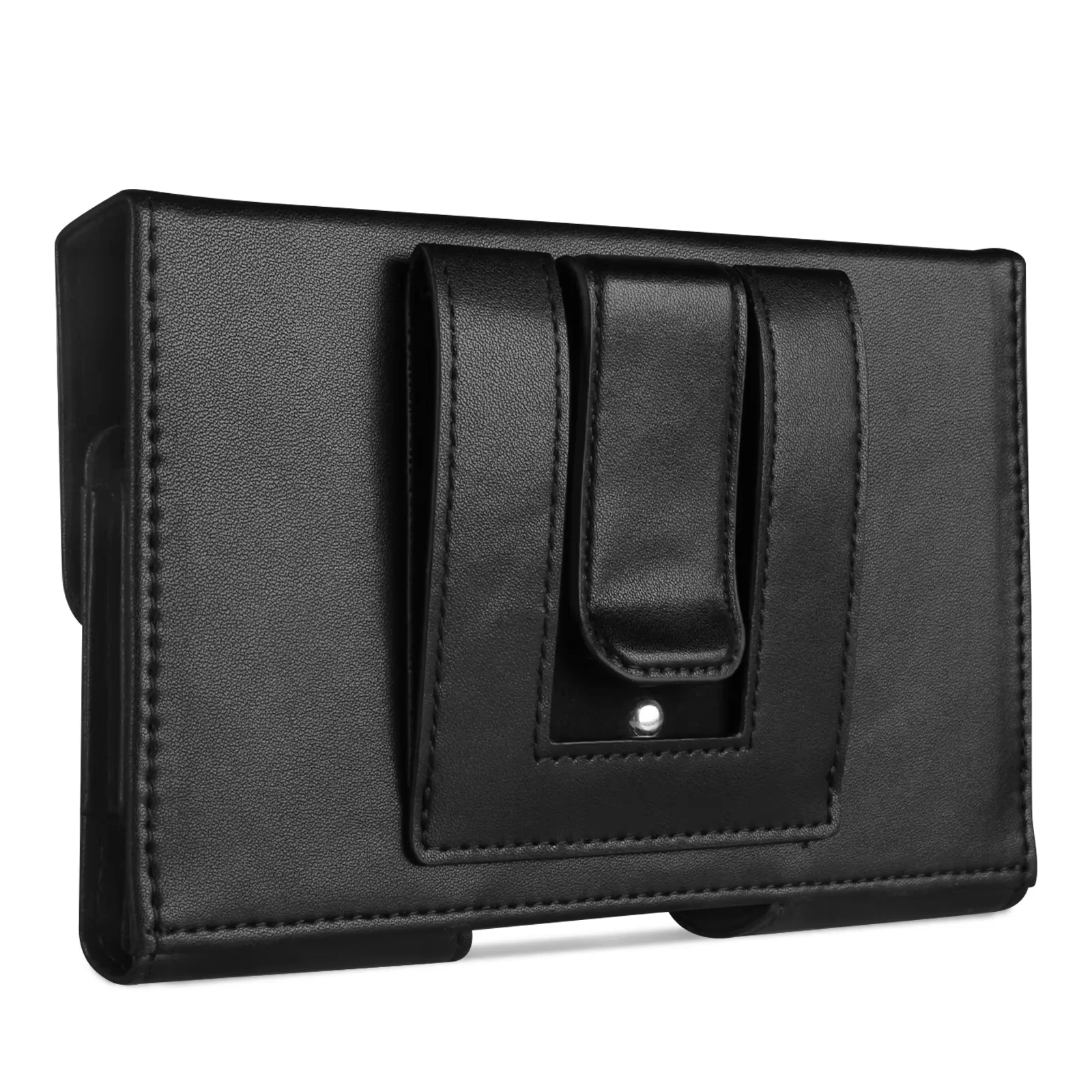 For Microsoft Surface Duo Case Universal 4.7 to 5.5 Inch Sleeve Real Leather Cover with Clip Phone Protector