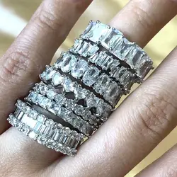 Jialin jewelry New fashion womens ring bling bling baguette diamond double zircon rings