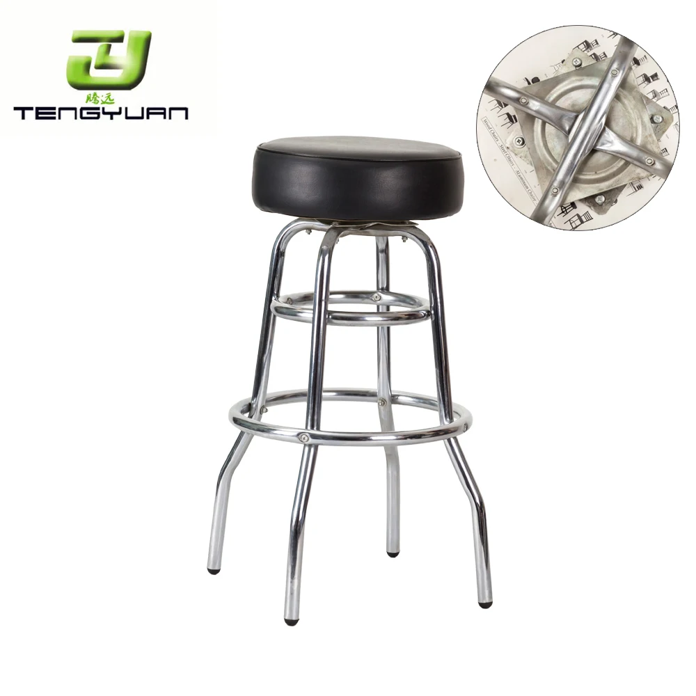 Дешевый поворотный современный хромированный металлический барный стул Tengyuan