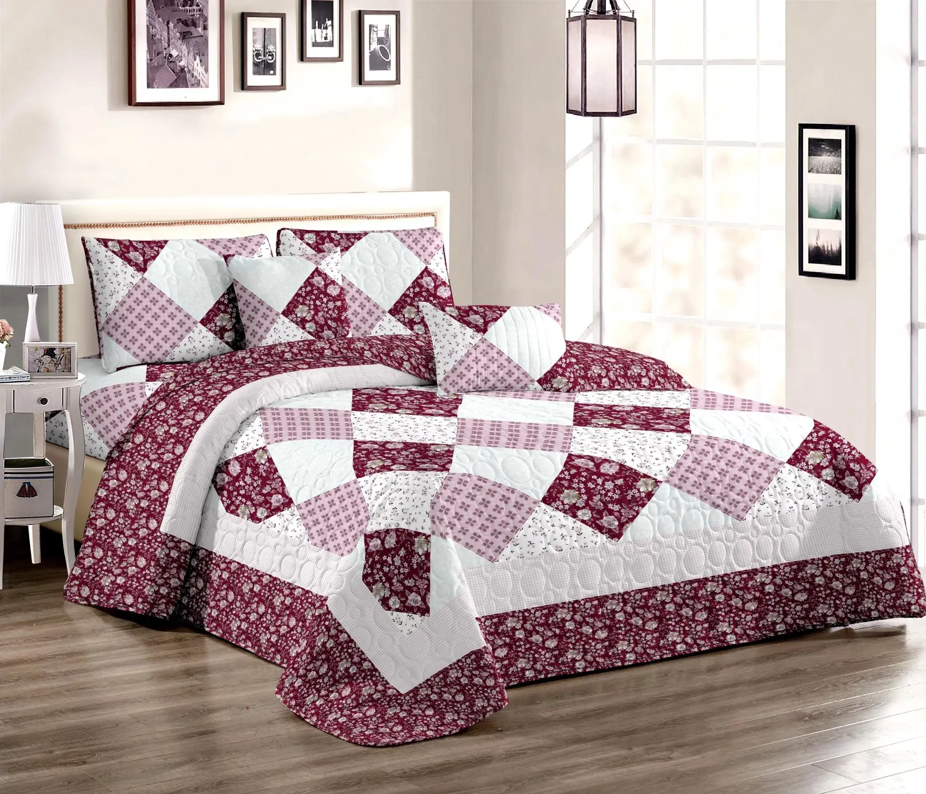 bedspread king size  double bed quilt set 3 piece  turkish hotel bedspread