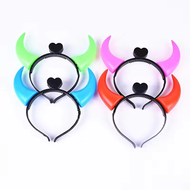 Wholesale Fashion Plastic Flashing Halloween Devil Horns Led Headband Light For events