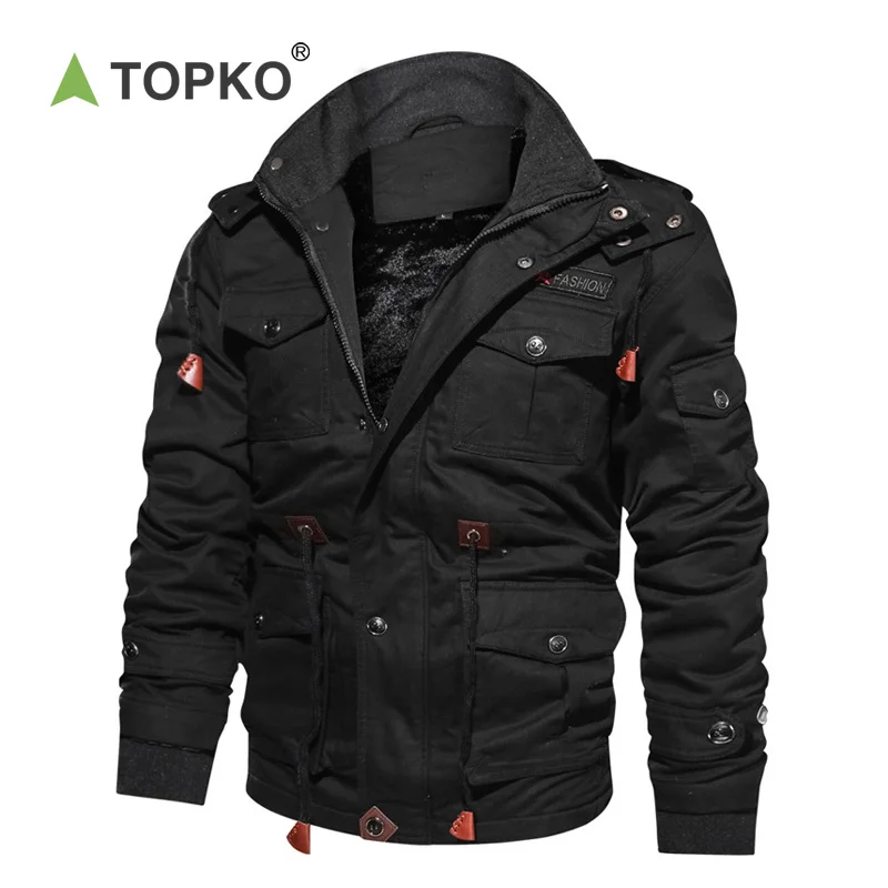 TOPKO High Quality Factory Wholesale Men Winter Padded Jacket Plus Size Velvet Fleece Fur Outdoor Clothing