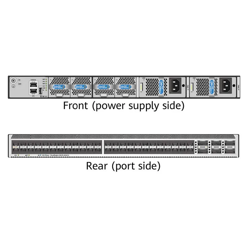 Hua Wei Ethernet Access Switch 48*25ge 6*100ge Qsfp28 AC Power Fan Modules Uplink Ports CE6863e-48s6cq-F Network Switches