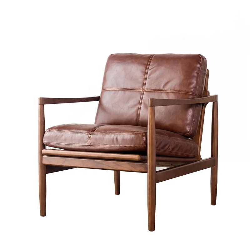 Modern Design Wooden Frame Lounge Single and Double Sofa Chair With Wood Arm