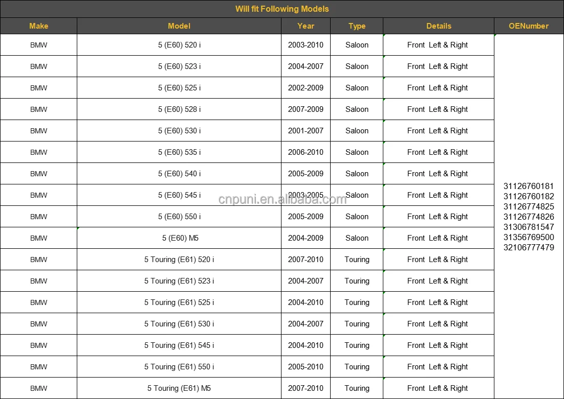 Auto suspension parts Front Lower control arm kit for BMW 5 M5 E60 E66 31126760181 31126760182  31126774825