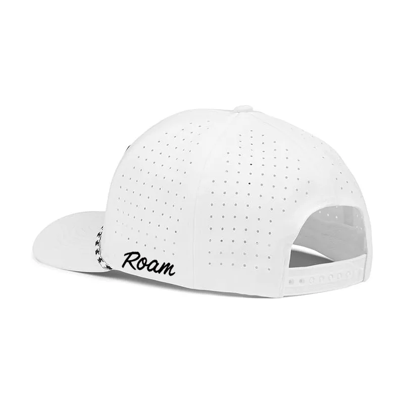 Custom Rubber Patch Laser Waterproof Perforated Sports Caps Hats PVC Patch 5 Panel A frame Performance Baseball Golf Hats Caps