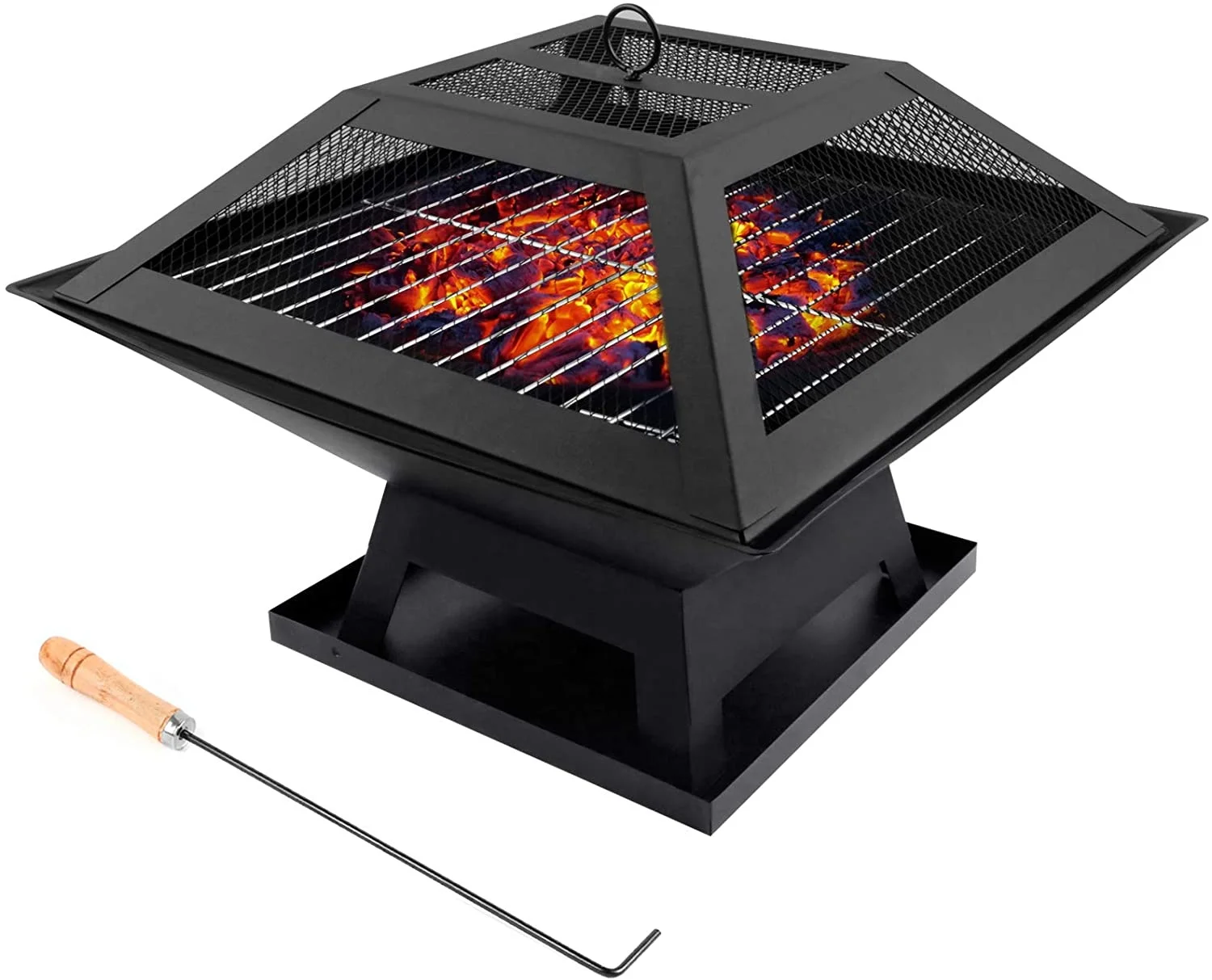 3 In 1 Outdoor Square BBQ Grill Easy to assemble bbq charcoal grill  Fire pit bbq