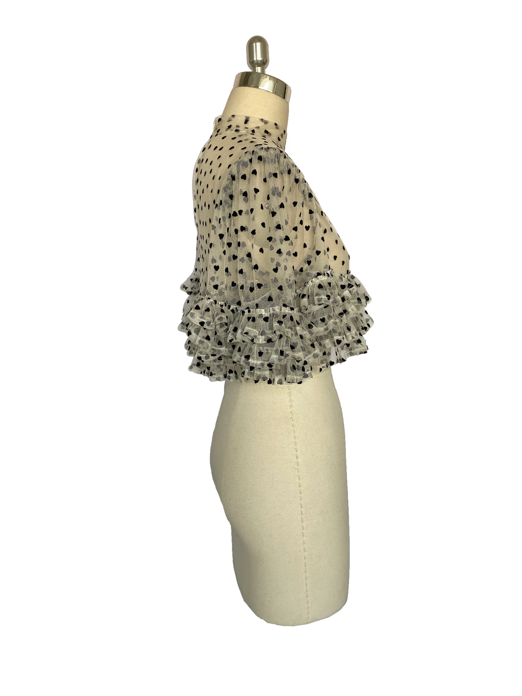 
Sexy French wavelet dot mesh chiffon blouse 