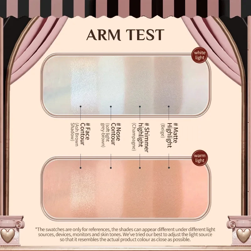 Хайлайтер и контур цветов шоколадный чудо-шоп 4 цвета макияж 3D бронзер матовая контурная пудра