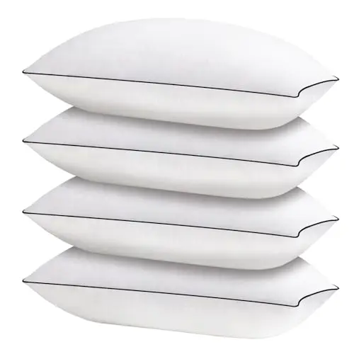 Queen Size Cooling Bed Pillows Set Top-End Microfiber Cover with Foam Filling for Side Stomach Back Sleepers for Neck Support