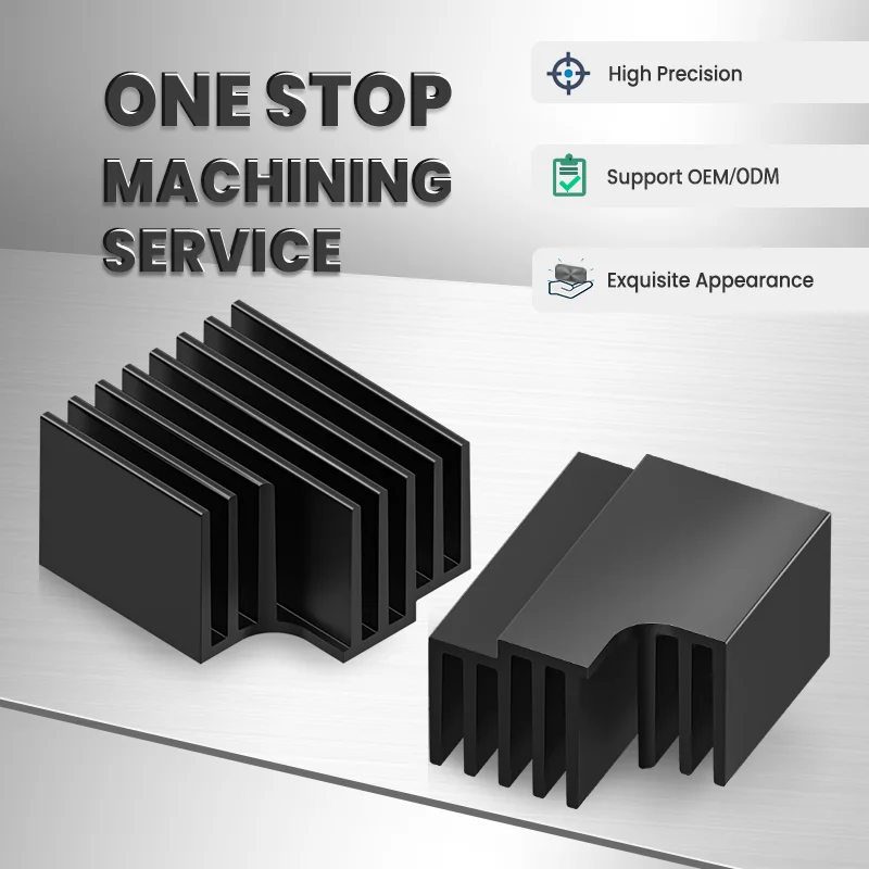 High Precision Oem Aluminium Profile Black Anodized Heat Sink Cnc Machined Turned Milling Parts