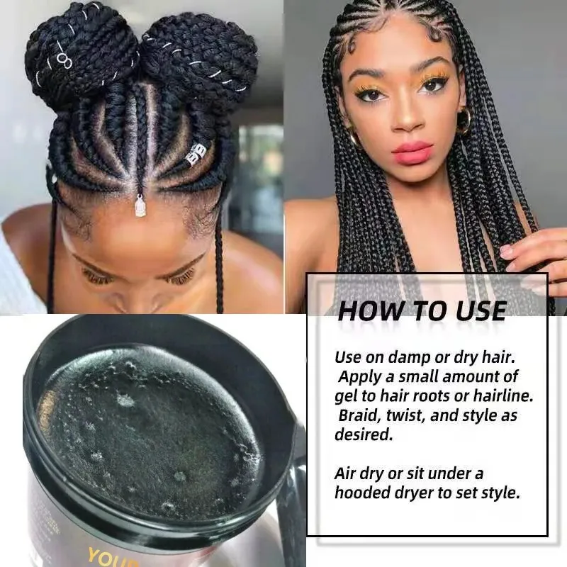 non greasy Loc N Twist Gel clear braiding jam hair wax and edge control Super Strong Extreme Hold Glitter Shine Jam braid gel