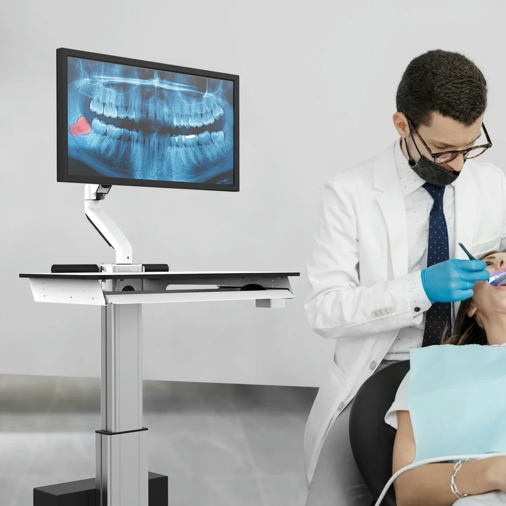 Modern Height Adjustable Mobile Workstation Dental Cart Medical tablet trolley for Hospital Dental Clinic medical tablet trolley