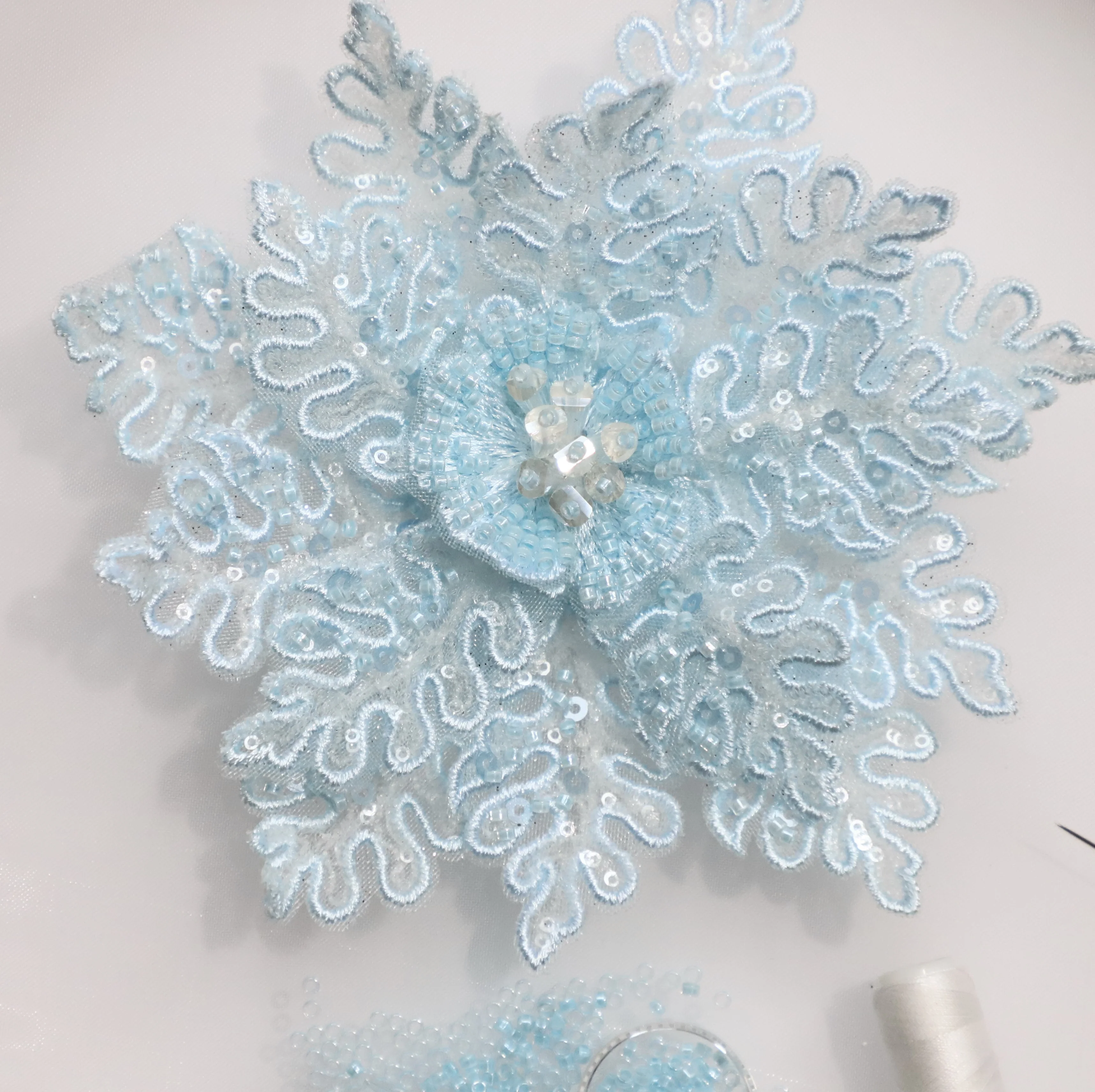 LQ027 Baby Blue Handmade Small Sewing Craft, Snow Christmas Style Lovely Decoration Accessories