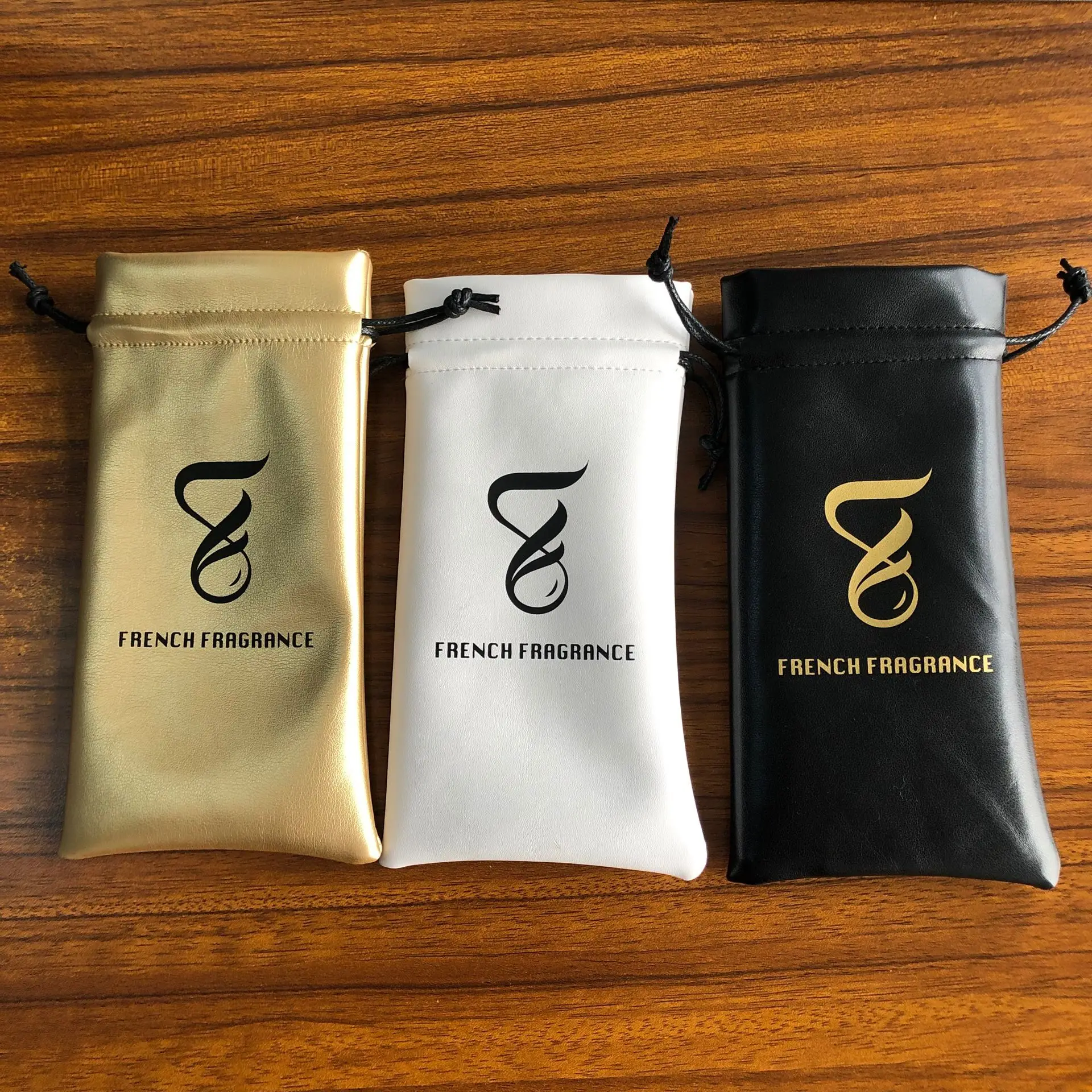 Custom Faux Black PU Leather Pouch , Leather Pouch Bag