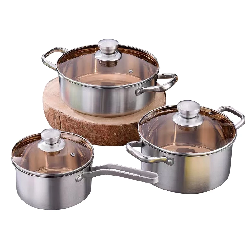 High Quality Custom Thick Kitchen Wares Cooking Pot Set Stainless Steel Cookware