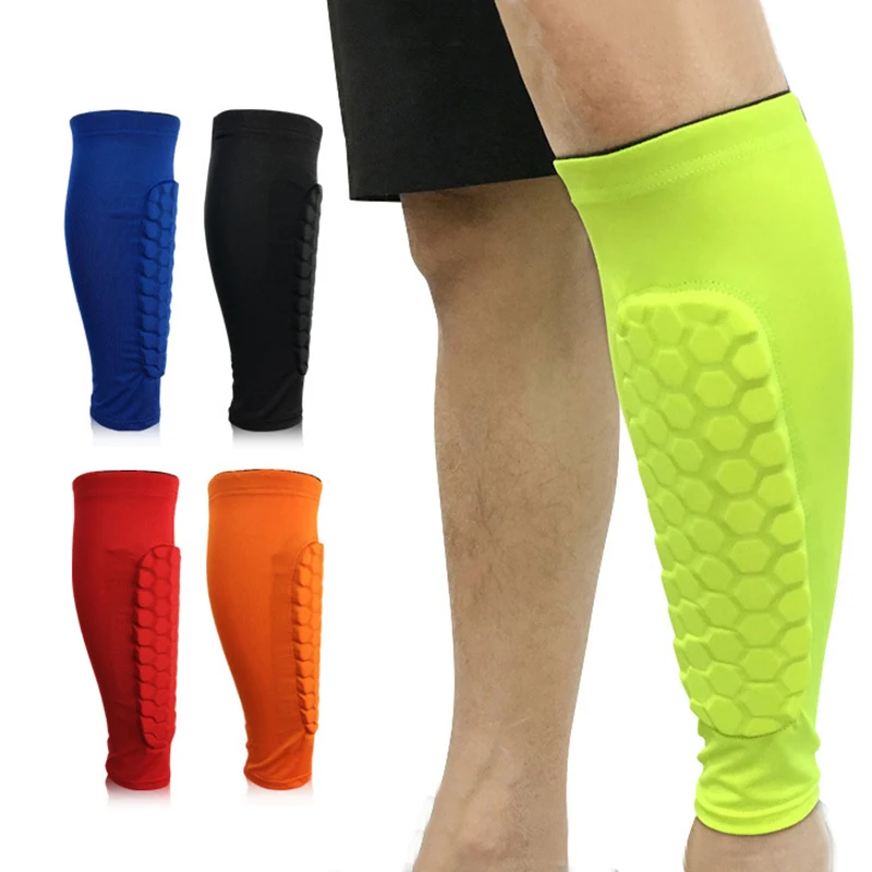 Custom adult kids soft honeycomb neoprene sport football soccer leg brace support shin pads guards calf compression sleeve