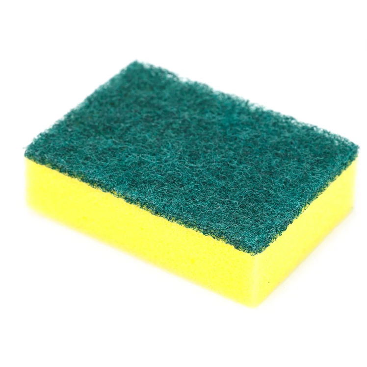 China High quality scouring sponge cleaning sponge green yellow scrubber cleaning pads