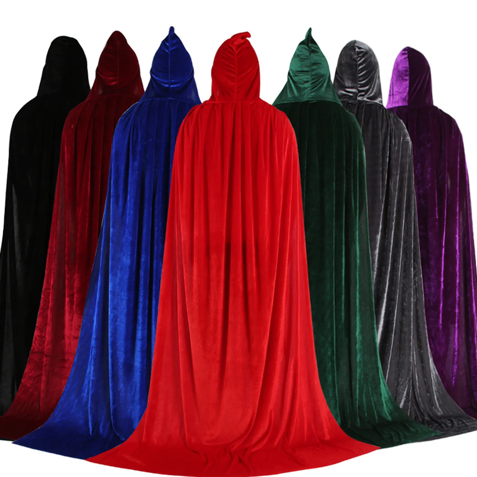 Hooded Cloak Long Velvet Vampire Halloween Costume Cape for men and women