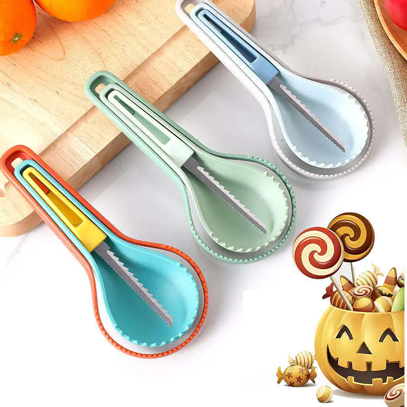 4 In 1 Pumpkin Carving Knife Tools Set Fruit Watermelon Carving Halloween Pumpkin Carving Kit for Kitchen Gadgets