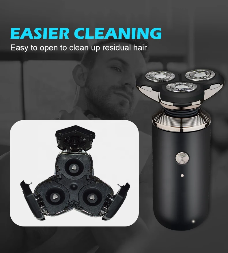 5 in 1 Men Rechargeable Mini Electric Shaver Electric Shaving Beard Machine Razor Strong floating 3 heads Portable Black
