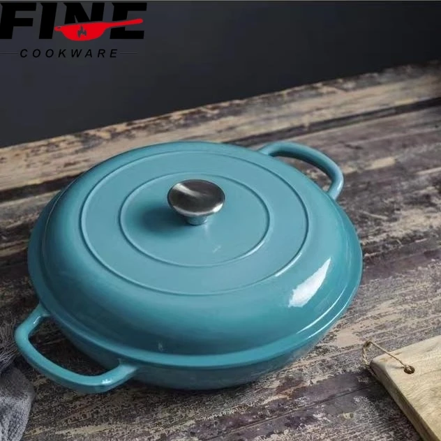 Home Kitchen Saucepan Braiser Pan Cast Iron Seafood Pot Enamel Mussel Pot With Lid