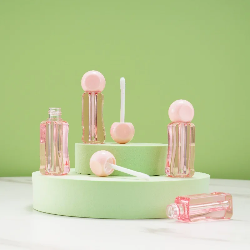 Custom 3ml Pink Lip Gloss Container Unique Design Irregular Ice Cube Shaped Lip Gloss Tube
