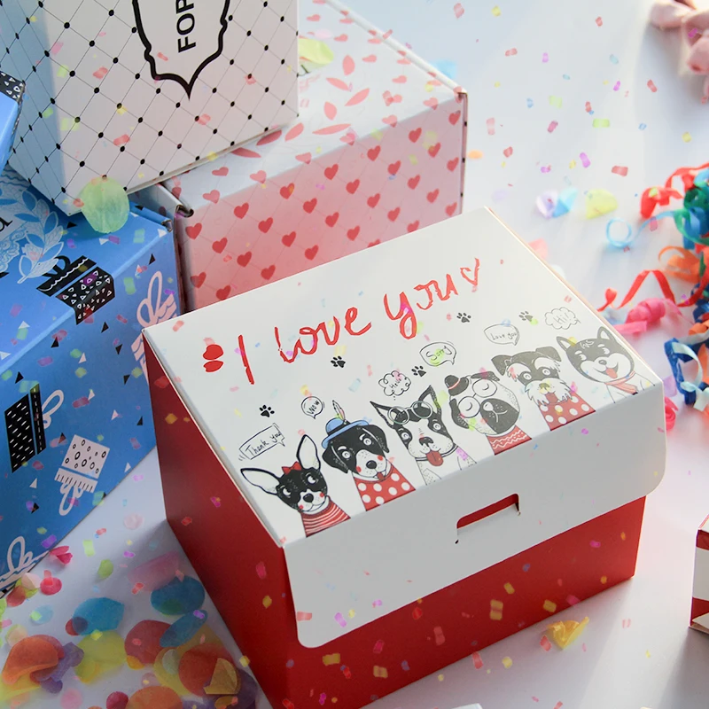 Exploding Confetti Gift Box (Premium White) DIY 7.1x5.5x4.3 inches Souvenir Surprise Confetti Pop up Gift Box Birthday For Kids