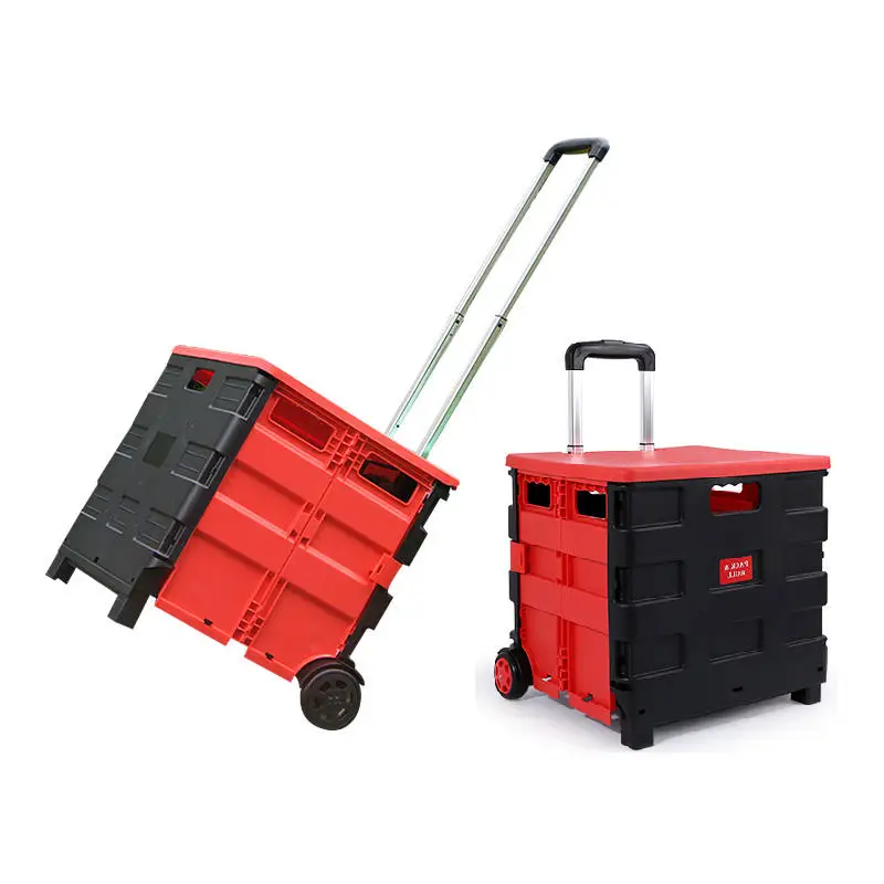 50L shopping cart small luggage supermarket  cart trolley folding shopping cart