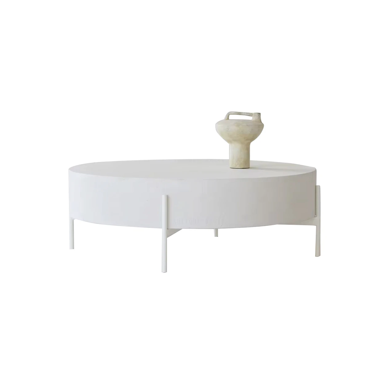 Contemporary style solid wood concrete steel minimalist white round coffee table wood coffee tables