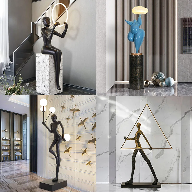 Hotel Living Room Nordic Corner Resin Sculpture Floor Light Modern Minimalist Designer Art Decoration Standing Led Floor Lamp