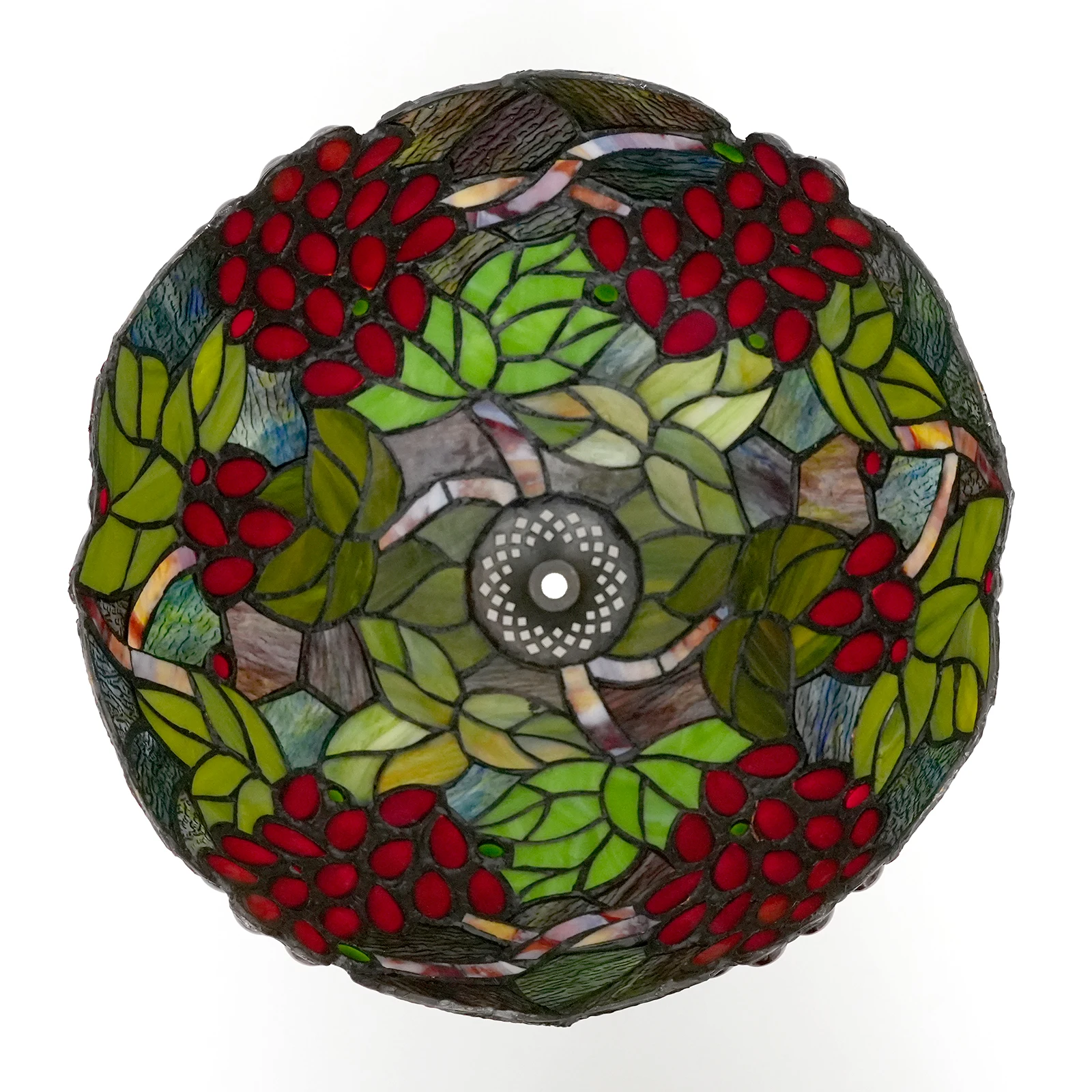 Mediterranean Grapes Stained Glass LampShade Crystal Beads Green Leaf Lamp Chimney Only For Table Lamps Pendant Ceiling Lamp