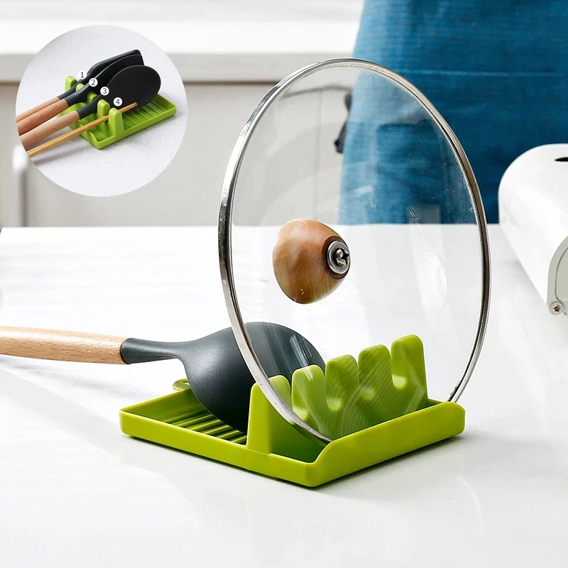 
Kitchen Utensil Non-slip Spoon Holders Fork Spatula Rack Shelf Organizer Plastic Spoon Rest Chopsticks Holder 