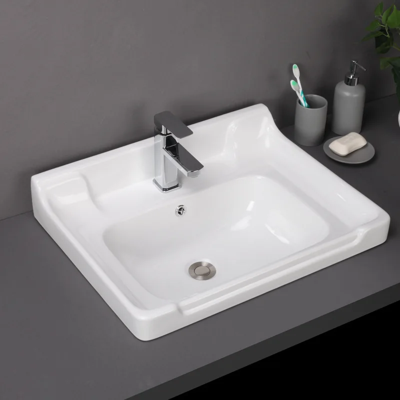 Factory Direct Sales Rectangle Sink Bathroom Vanities Ceramic Wash Basin Cabinet basin