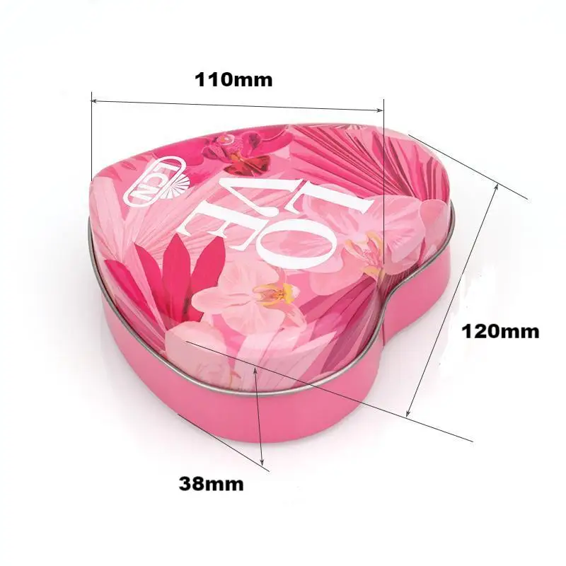 Customized exquisite custom printing recyclable heart shape metal wedding candy  chocolate gift box