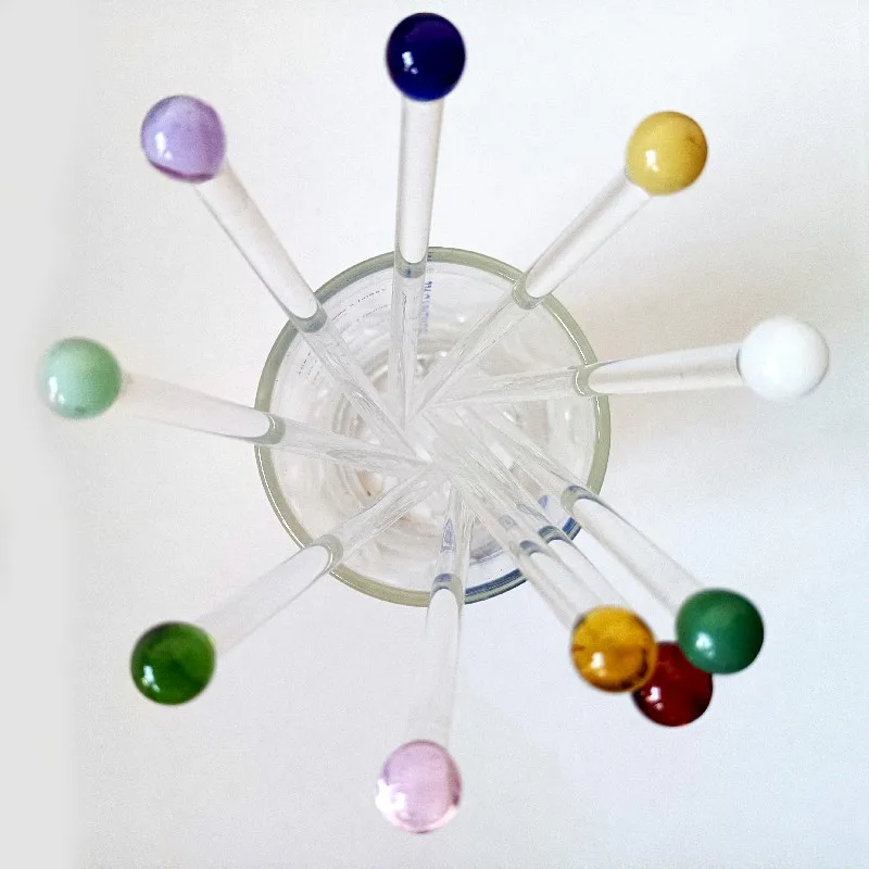 Eco-Friendly Product Colorful High borosilicate Glass Stirring Rod with Cute Bear Muddler with Round End for Milk and Wine