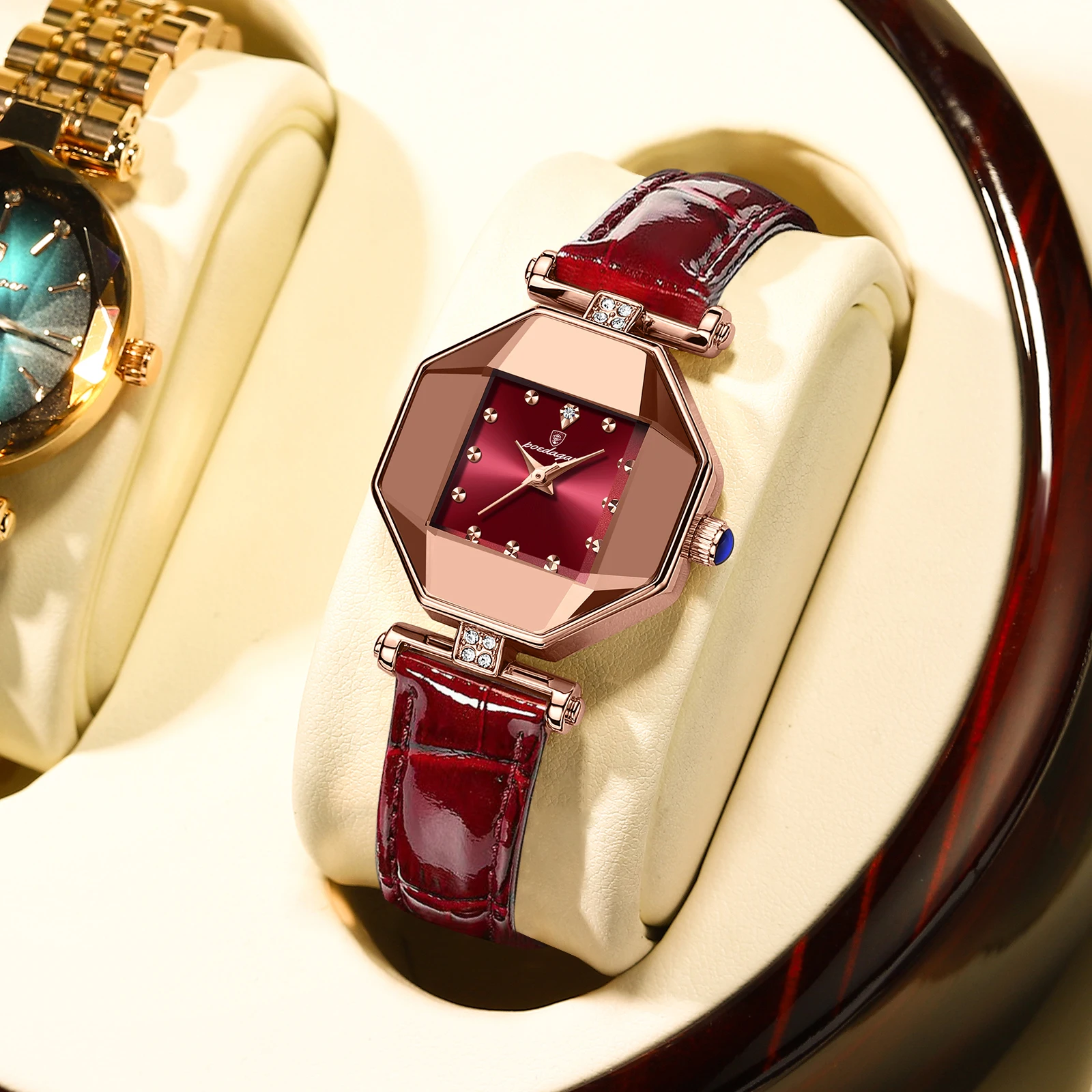 POEDAGAR Women Watch Fashion Leather Quartz Watches Waterproof Shock Rose Gold Top Brand Luxury Ladies Wristwatches Clock Gift
