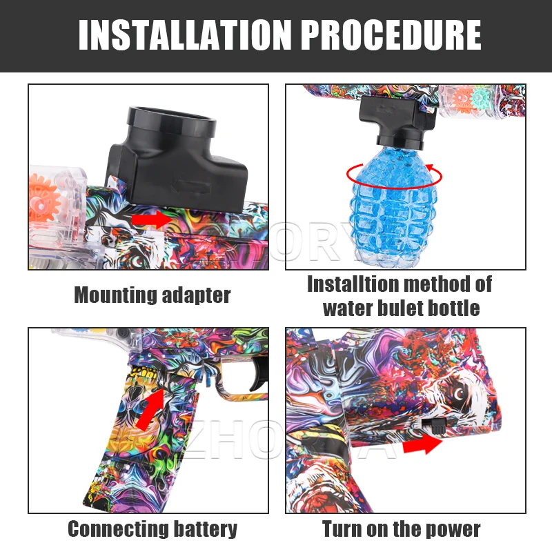 Zhorya Water Gel Pistola Toys Gun Soft Bullets Shell Ejection For Adults Boys AKM47 splatter ball Water gel Beads toy guns