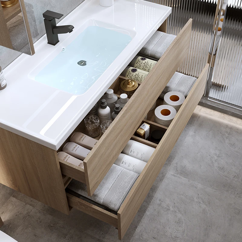 Waterproof Italy Design Vanity Mdf Floor Bathroom Cabinet With Mirror