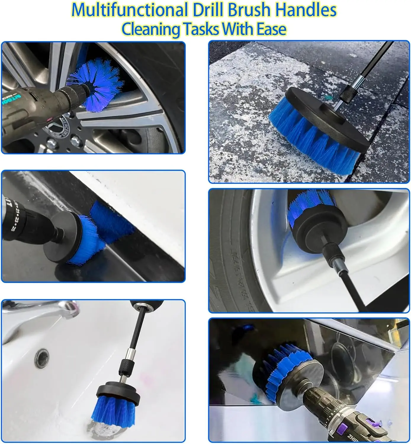 Drill Brush Attachment Set,27 Pack Power Scrubber Cleaning Kit Adapt Drill Brush for Tub,Shower,Kitchen