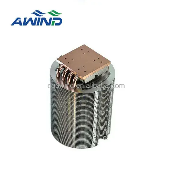 Aluminium round 200mm heatpipes roind heatsink for led cob light fill lighting with copper coil heat pipe heat sinks