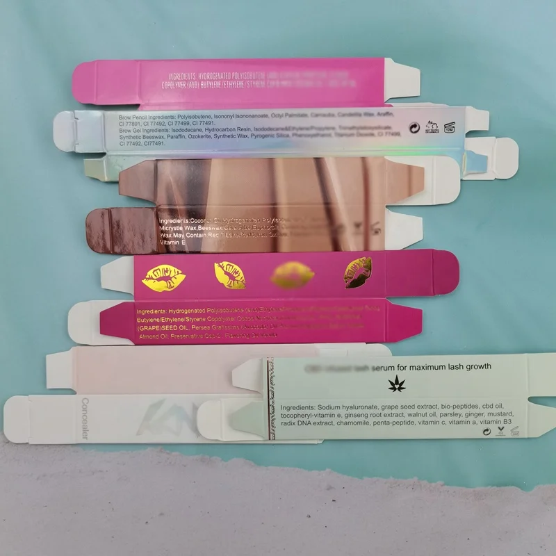 Wholesale Custom Size and Logo Luxury Private Label Pink Lipgloss Lipstick Custom Cosmetic Folding Packaging Paper Box