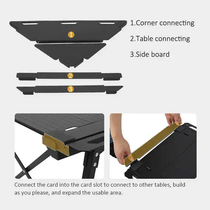 Outdoor Multifunctional Igt Table Lightweight Aluminum Roll Up Adjustable Picnic Collapsible Camping Grill Table