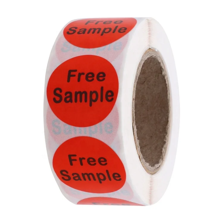 Hybsk Free Sample Stickers 1 Inch Round Red Adhesive Labels for promotion 500 Per Roll